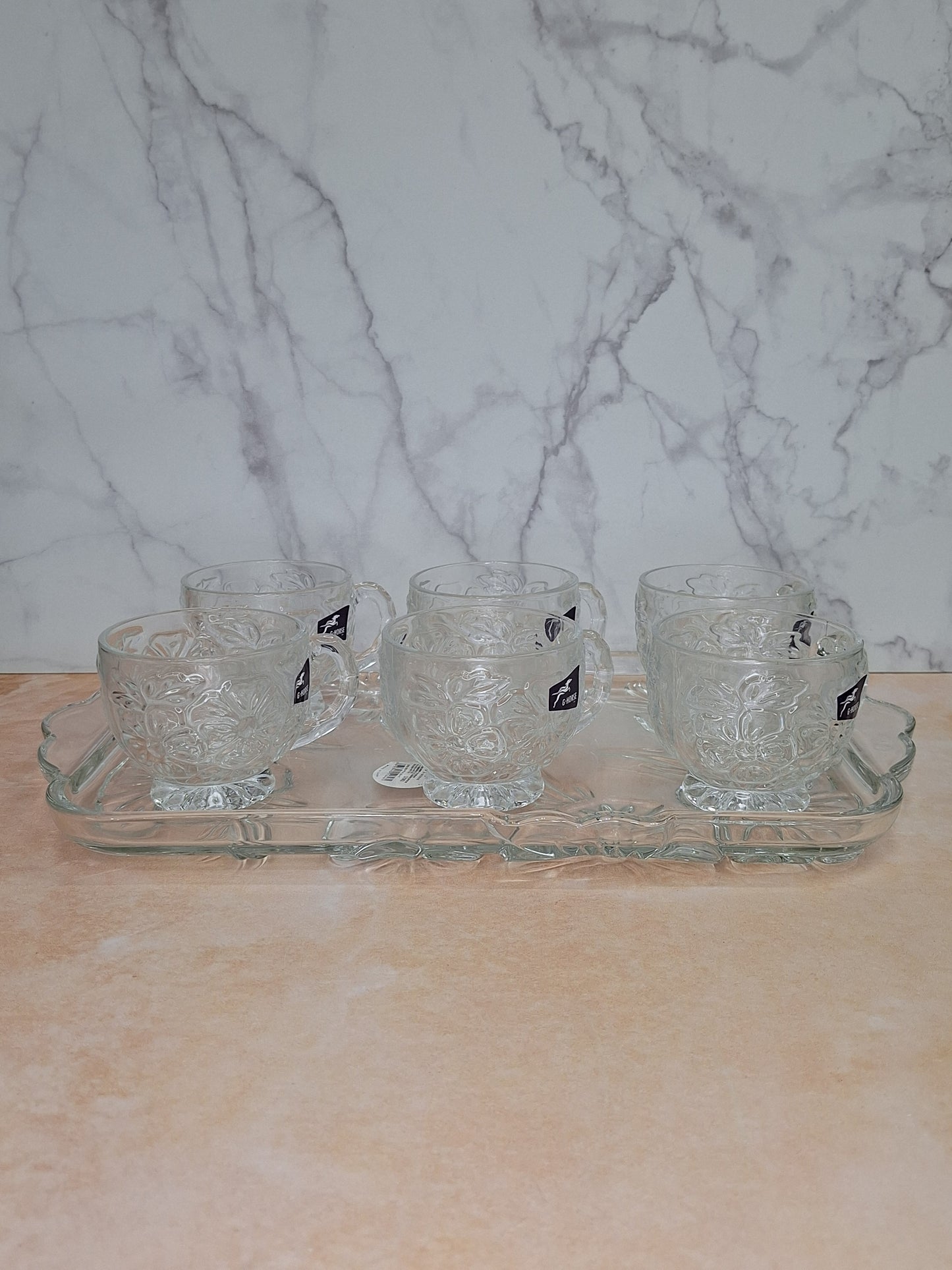 Set de 6 Tazas con Bandeja