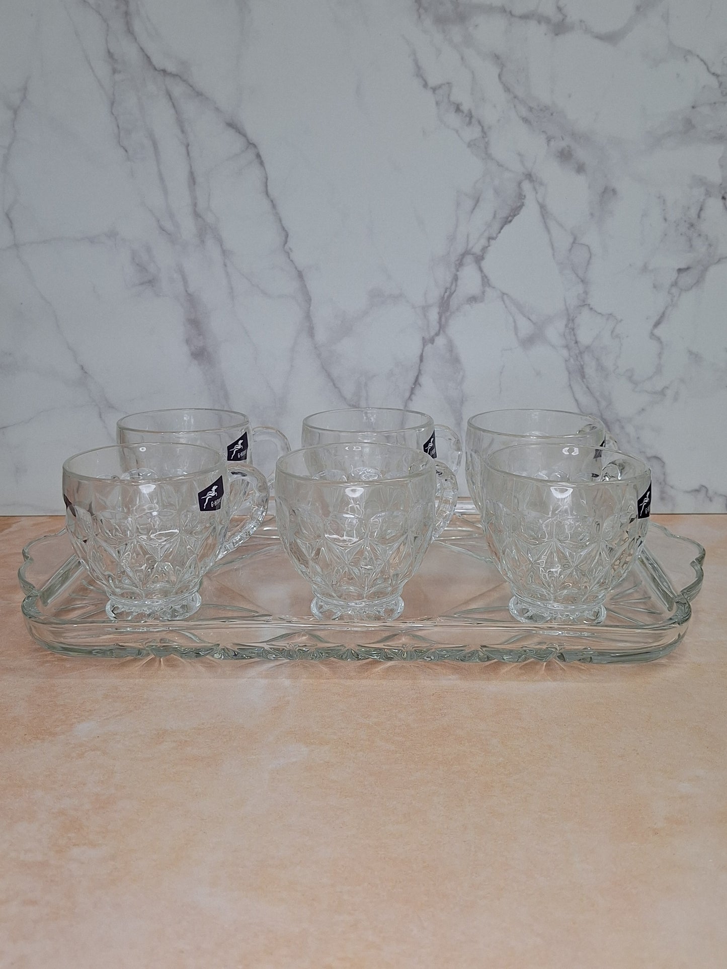 Set de 6 Tazas con Bandeja